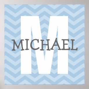 Póster Chevron Monogram Child's Room Art