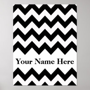 Poster Chevron Negrito com monograma