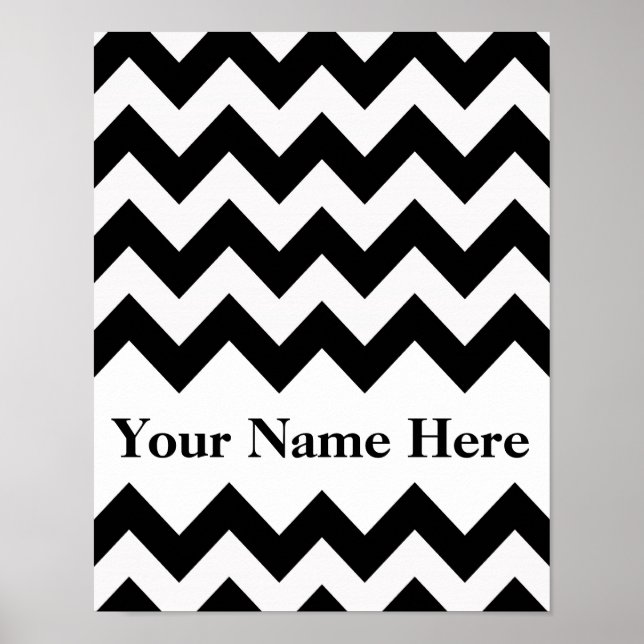 Poster Chevron Negrito com monograma (Frente)