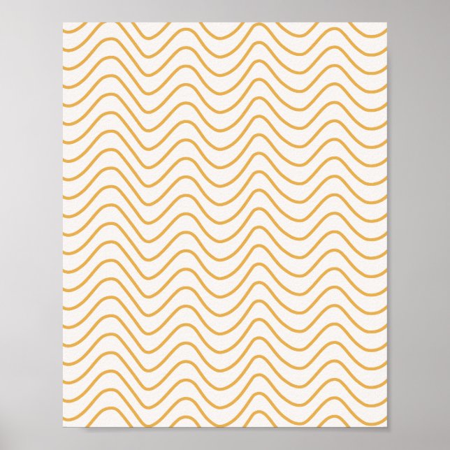 Poster Chevron Padrão Amarelo E Cream Zigzag (Frente)