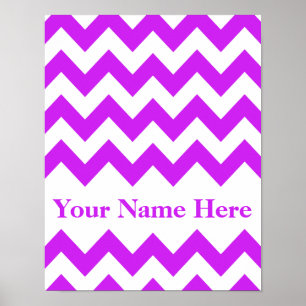 Póster Chevron roxo com nome