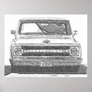 Poster Chevy Truck Desenhado