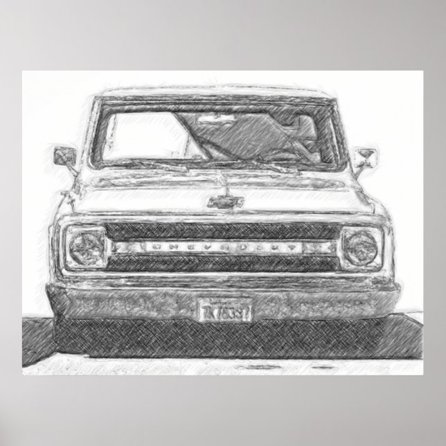 Poster Chevy Truck Desenhado (Frente)