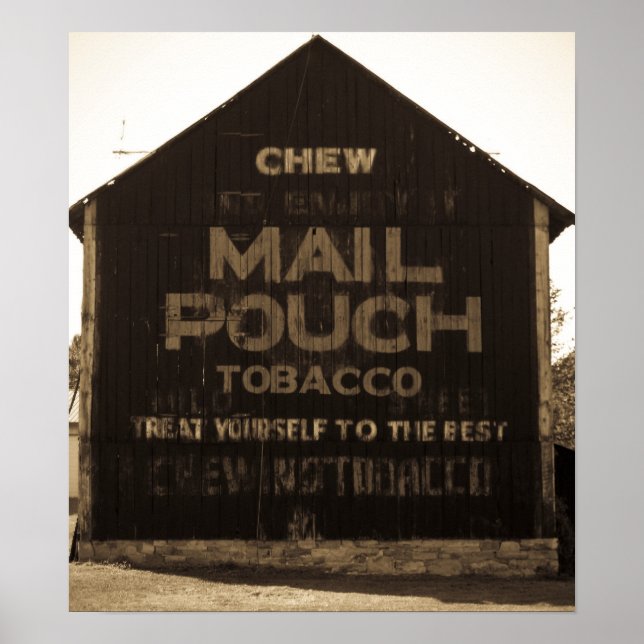 Póster Chew Mail Pouch Cigarro Barn Sepia (Frente)
