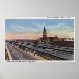 Póster Cheyenne, WY - estação de estrada de ferro