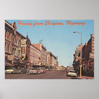Poster Cheyenne Wyoming, Vista de Centro dos anos 60