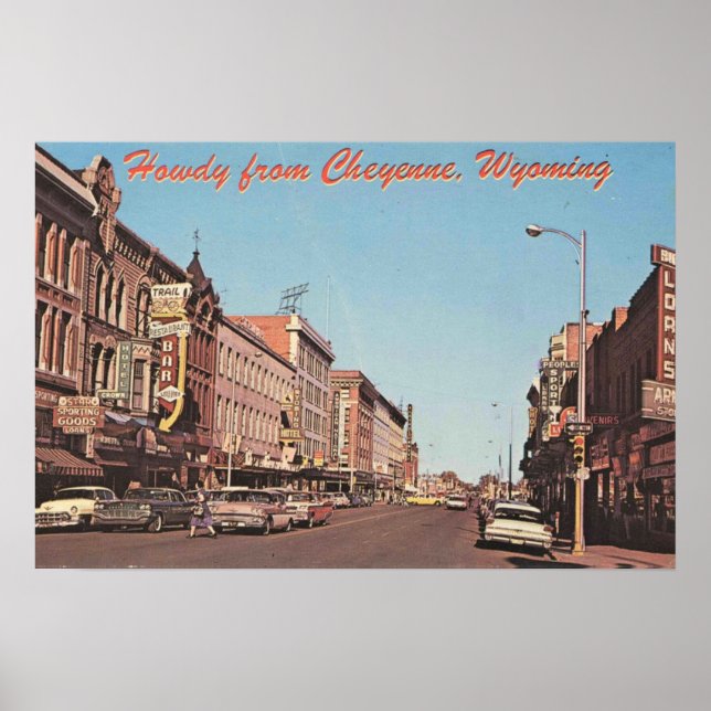 Poster Cheyenne Wyoming, Vista de Centro dos anos 60 (Frente)