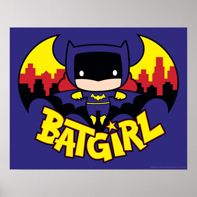Póster Chibi Batgirl Com Skyline & Logo Gotham (Frente)