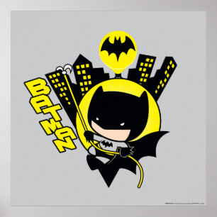 Poster Chibi Batman Escalando A Cidade