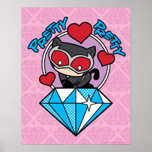 Poster Chibi CatWomen Sentada Em Alto Diamante