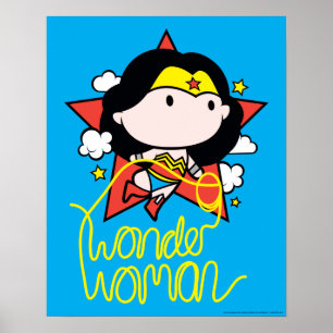 Poster Chibi Mulher Maravilha Voando Com Laço