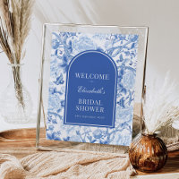 Chic Azul Branco Noiva Chinoiserie Chuveiro Bem-vi