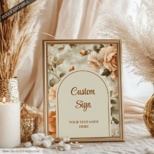 Poster Chic Bege Enferrujado Verde Salvia Floral Personal