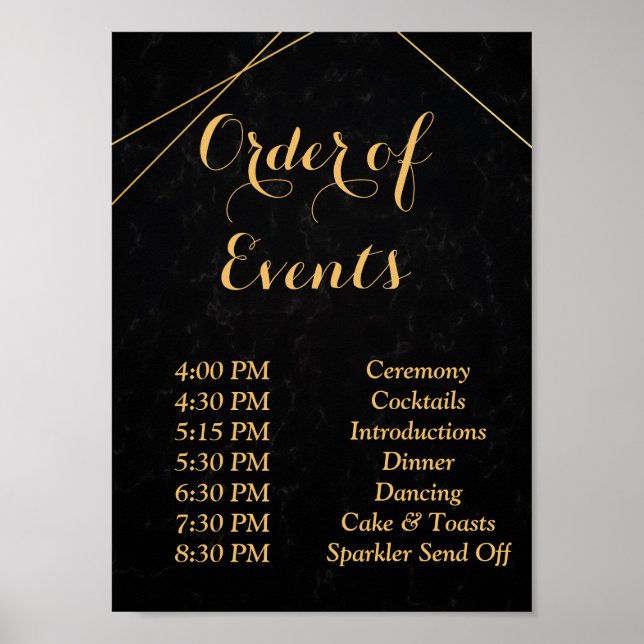 Poster Chic Black & Dourado Geométrico Order (Frente)