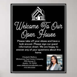 Poster Chic Black Real Estate Company Open House Welcome