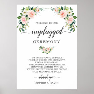 Poster Chic Blush Cream Floral Unplugged Ceremony Sinal