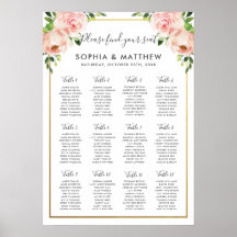 Chic Blush Floral Flowers Casamento Gráfico A2