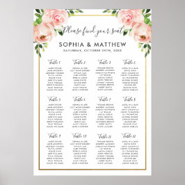 Poster Chic Blush Floral Flowers Casamento Gráfico A2