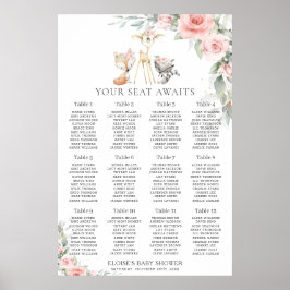 Poster Chic Blush Floral Woodland - Gráfico de lugares ve