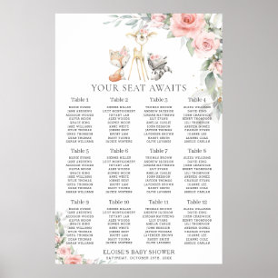 Poster Chic Blush Floral Woodland - Gráfico de lugares ve