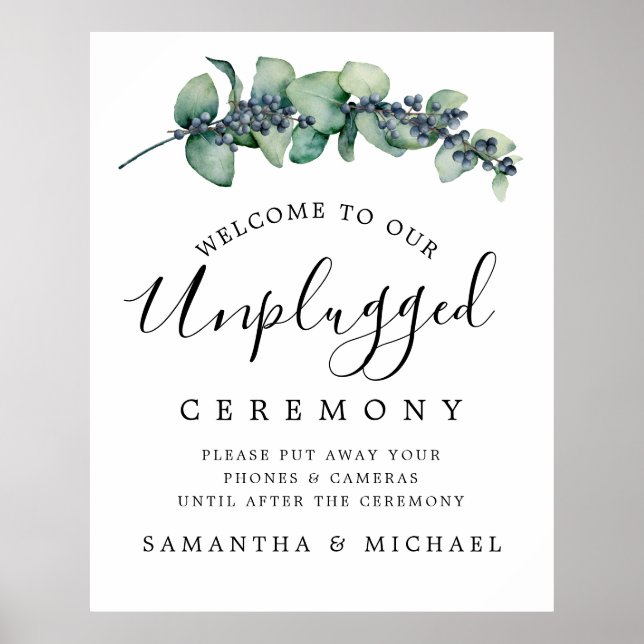 Poster Chic Botanical Unplugged Ceremony Sinal (Frente)