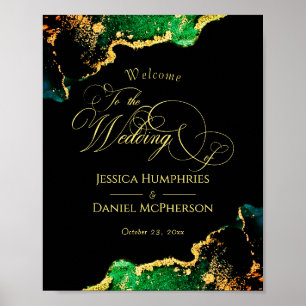 Poster Chic Bronze Black Green Gold Wedding Welcome Sign