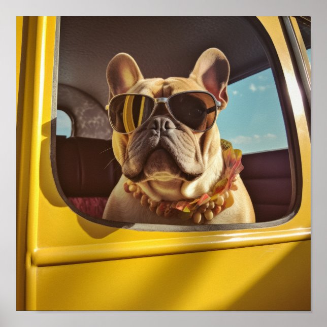 Poster Chic Canine Elegance: Na moda French Bulldog Poste (Frente)