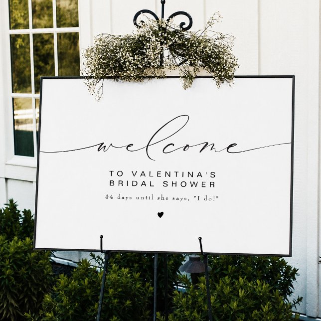Poster Chic Convite de Caligrafia para Chá de Noiva (Chic Calligraphy Script Bridal Shower Welcome Sign)