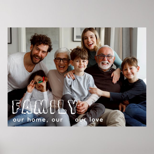 Poster Chic de Colagem de Script da Família (Frente)