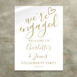 Poster Chic Dourado Festa de noivado - Sinal de boas-vind<br><div class="desc">Este sinal de festa de noivado ouro na moda pode ser personalizado com as informações de sua parte especial. Projetado por Thisnotme©</div>