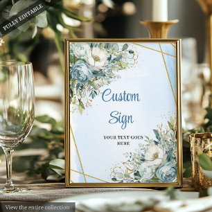 Poster Chic Dusty Blue Eucalyptus Dourado Sinal de casame