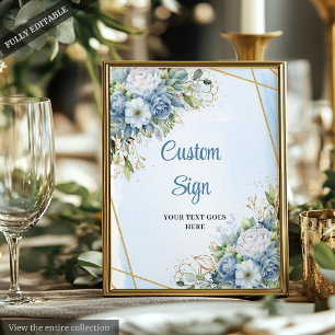 Poster Chic Dusty Blue Eucalyptus Dourado Sinal DIY perso