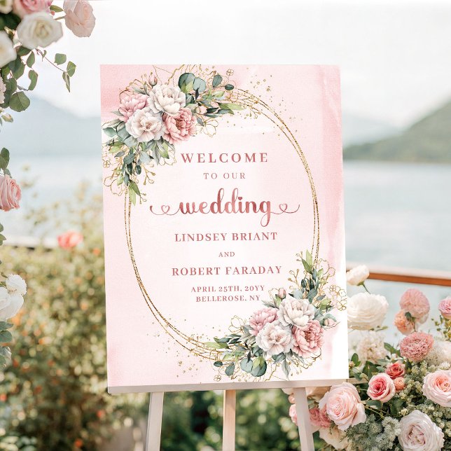 Poster Chic Dusty Pink Rose Gold casamento bem-vindo (Chic Dusty Pink Rose Gold wedding welcome)