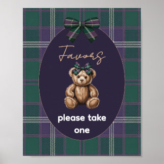 Poster Chic Elegant Fancy Bear Favor Sign