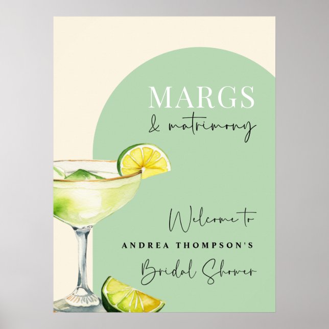 Poster Chic Elegant Margs e Matrimony Chá de panela (Frente)