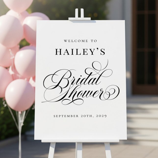 Poster Chic Elegant Personalized Bridal Shower Sign (Criador carregado)