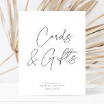 Poster Chic Elegant - Sinal de Presente Mínimo para Cartõ<br><div class="desc">Este símbolo de chás de panela e presentes chic e minimalista apresenta um fundo branco clássico, emparelhado com uma fotografia e caligrafia simples, mas elegante, de cinzas escuras. Basta editar o modelo com suas informações e escolher qualquer opção. Todas as cores neste modelo são personalizáveis, até mesmo o script. De...</div>