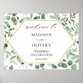 Poster Chic Eucalyptus Greenery Sinal de Boas-vindas