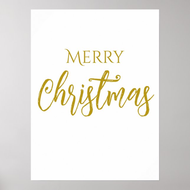 Poster Chic Feliz de Natal Feliz Dourado (Frente)