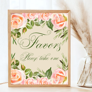 Poster Chic Floral Chá de panela Favor Sinal