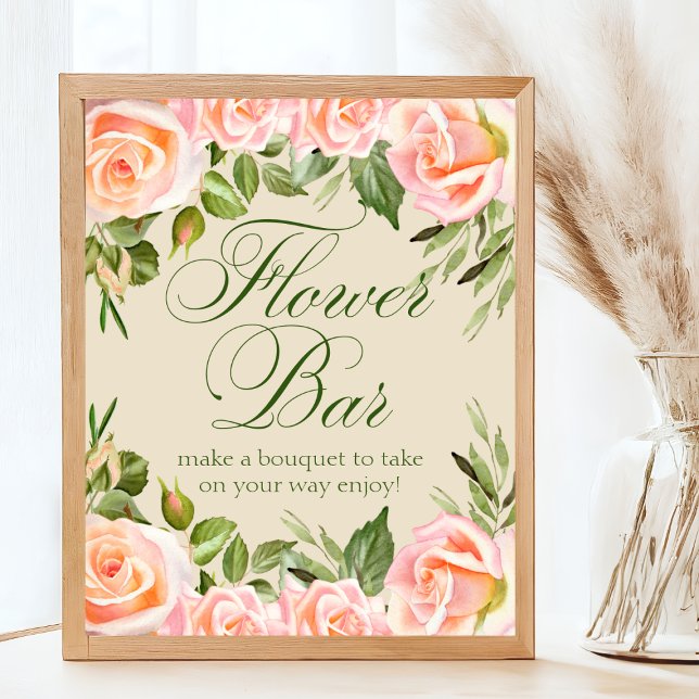 Poster Chic Floral Chá de panela Flor Bar Sinal (Criador carregado)