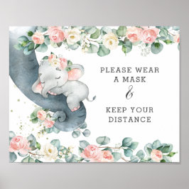 Poster Chic Floral Elephant Veste Uma Distância De Manute