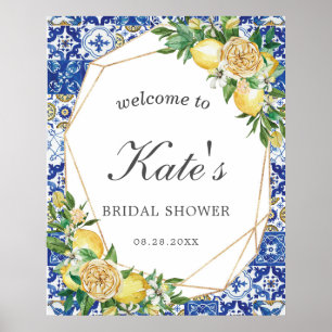 Poster Chic Floral Geométrico Lemon Chuveiro de Noiva Bem