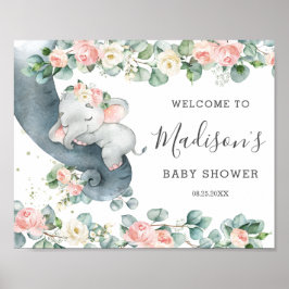 Poster Chic Floral Greenerence Elephant Chá de fraldas Be