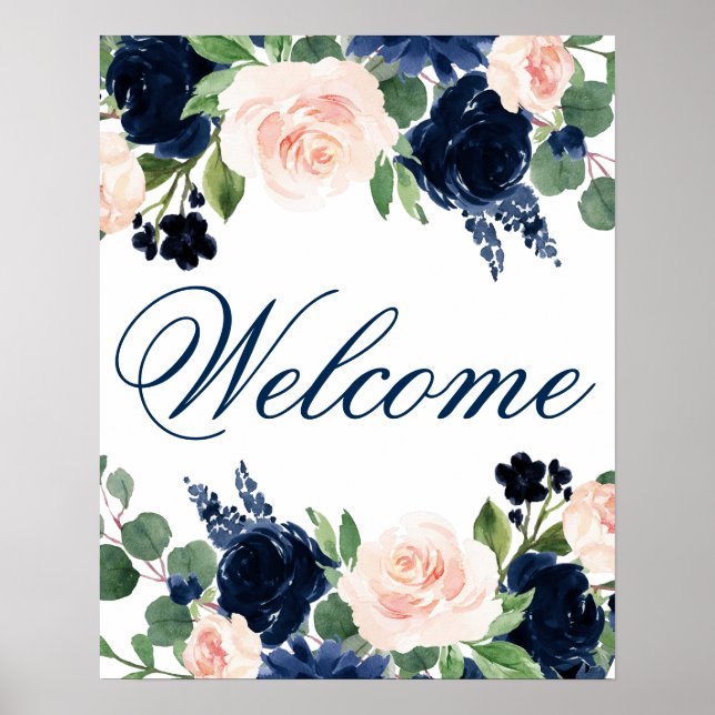 Poster Chic Floral | Marinho Romântico para Blush (Frente)