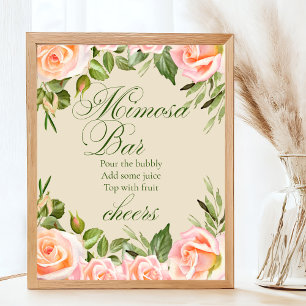 Poster Chic Floral - Sinal de Mesa do Bar Mimosa