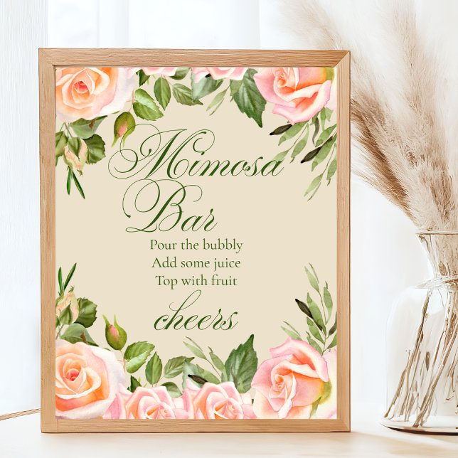 Poster Chic Floral - Sinal de Mesa do Bar Mimosa (Criador carregado)