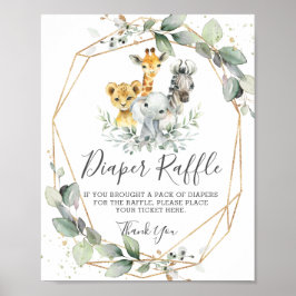 Poster Chic Greenerescência Selvagem Animais Bebê Fralda