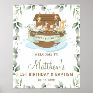 Poster Chic Greenery Noah's Ark Birthday Baptism Welcome