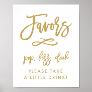 Poster Chic Hand - Letra Dourados Favors Pop, Fizz, Clink